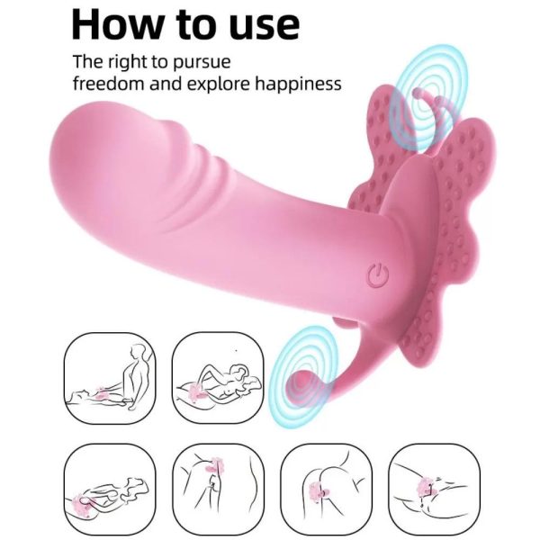 AMANRAYA Klitoris G-Spot ve Anal Uyarıcı 3 in 1 Giyilebilir Kelebek Vibratör - Mor - Görsel 4