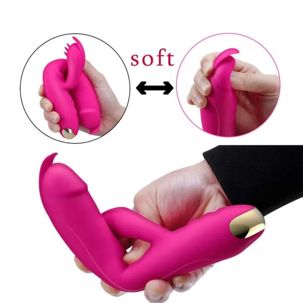 DIAMOND Yeni Stil Çok Esnek Güçlü Klitoris ve G-Spot Uyarıcı 2 in 1 Rabbit Vibratör - Görsel 2