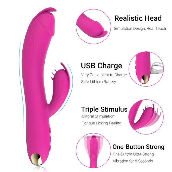 DIAMOND Yeni Stil Çok Esnek Güçlü Klitoris ve G-Spot Uyarıcı 2 in 1 Rabbit Vibratör - Görsel 4