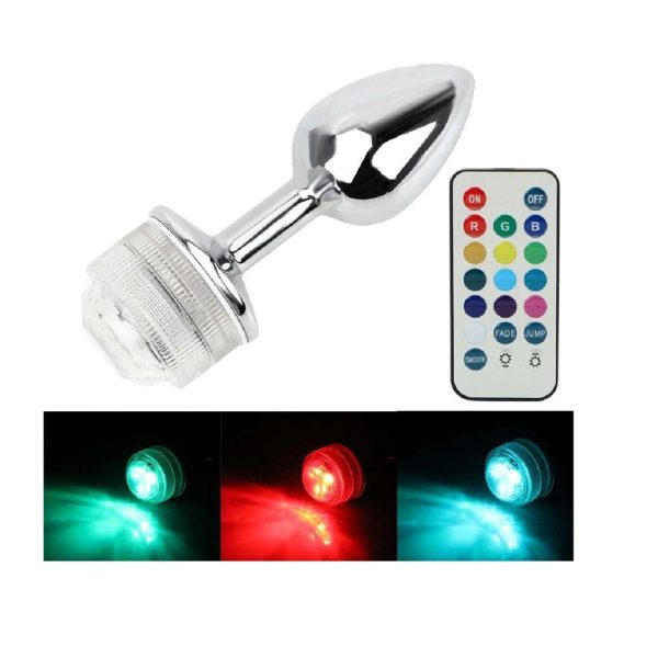 Uzaktan Kumandalı Led Işıklı Orta Boy Çelik Anal Plug - Görsel 4