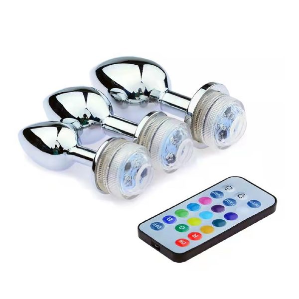 Uzaktan Kumandalı Led Işıklı Orta Boy Çelik Anal Plug - Görsel 6