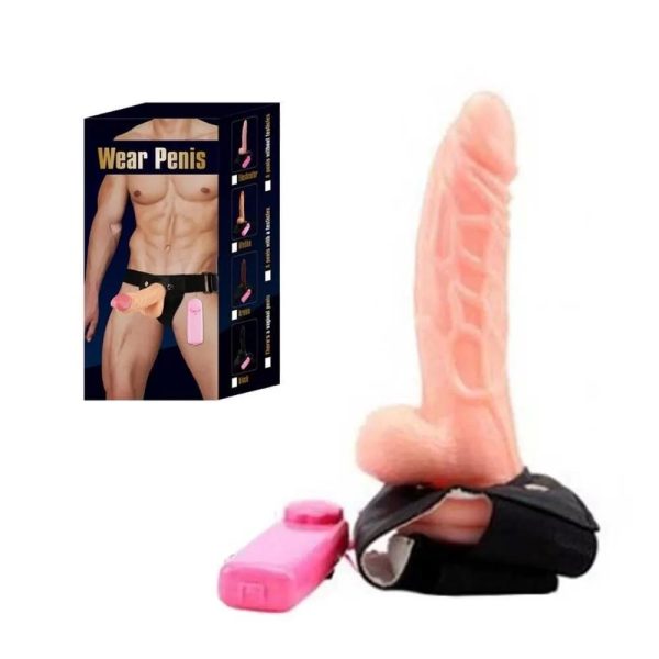 Wear Penis Güçlü Titreşimli 5 CM Uzatmalı Testisli Belden Bağlamalı İçi Boş Realistik Penis - Görsel 2