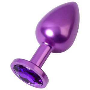 Metal Anal Plug, mor, mor kristalli, 8,2 cm, Ø3,4 cm, 85 g