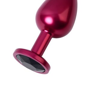 Metal Anal Plug, Metal, kırmızı, siyah kristalli, 8,2 cm, Ø3,4 cm, 85 g