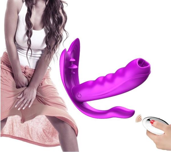 Cute M5 - Şarjlı Kumandalı Akıllı Isıtmalı G-Spot ve Klitoris Uyarıcı Dil Hareketli Giyilebilir 3 in 1 Anal Vibratör - Görsel 8