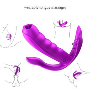 Cute M5 - Şarjlı Kumandalı Akıllı Isıtmalı G-Spot ve Klitoris Uyarıcı Dil Hareketli Giyilebilir 3 in 1 Anal Vibratör