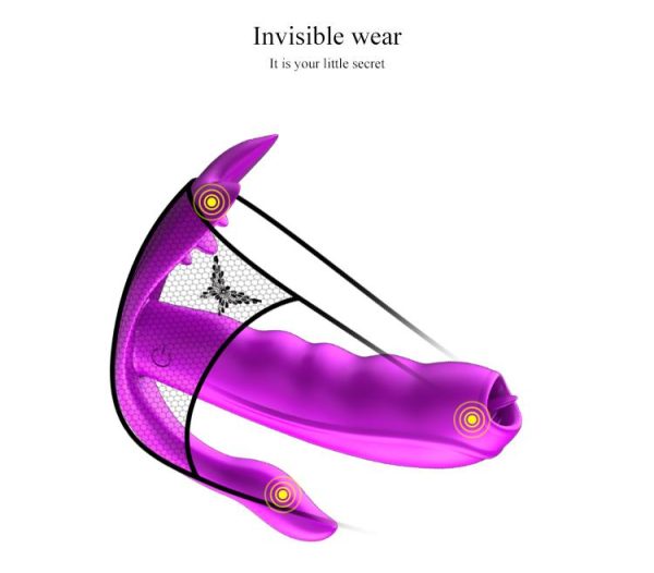 Cute M5 - Şarjlı Kumandalı Akıllı Isıtmalı G-Spot ve Klitoris Uyarıcı Dil Hareketli Giyilebilir 3 in 1 Anal Vibratör - Görsel 2