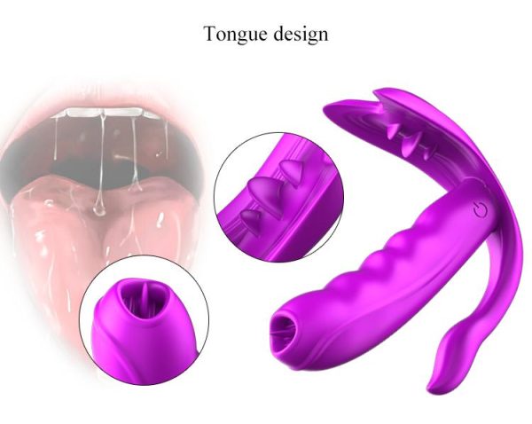 Cute M5 - Şarjlı Kumandalı Akıllı Isıtmalı G-Spot ve Klitoris Uyarıcı Dil Hareketli Giyilebilir 3 in 1 Anal Vibratör - Görsel 5