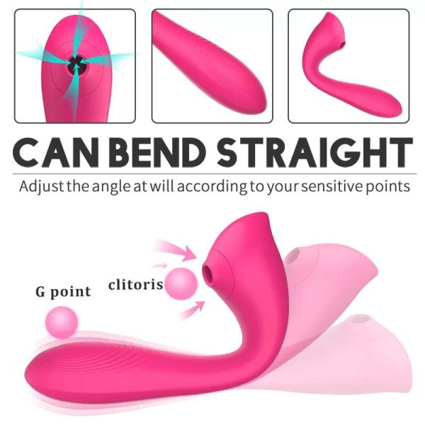 Otomatik Isıtmalı Kıkırdaklı Bükülebilir Klitoris Emiş Güçlü ve G-Spot Uyarıcı Titreşimli 2 in 1 Vibratör - Görsel 3