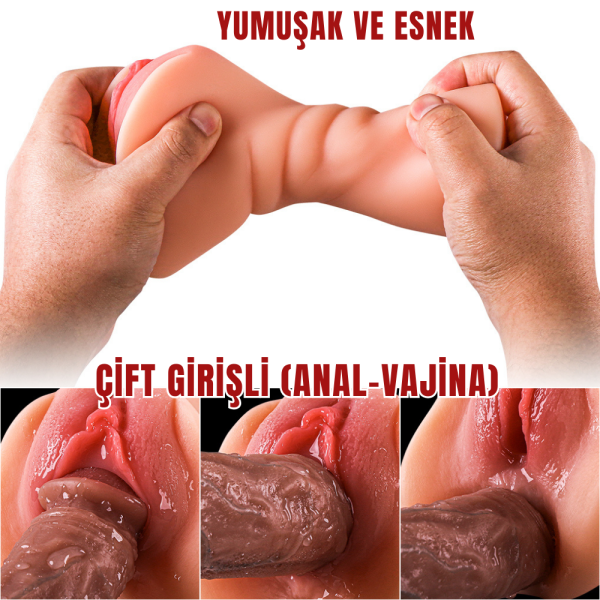 Premium Masturbator Candice - Realistik Dokulu Anal Vajinal 2 in 1 Titreşimli Suni Vajina - Görsel 3