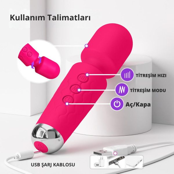 PRIME TOYS Artemis Çok Güçlü Titreşimli Masaj Vibratör Göğüs ve Klitoris Uyarıcı Wand Massager - Görsel 5
