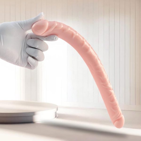 UNIQUE Realistik Dokuda Çift Taraflı Dildo Çift Uçlu Gerçekçi Yapay Penis 34 CM - Görsel 5