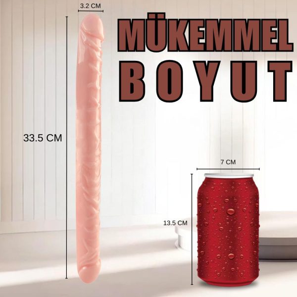 UNIQUE Realistik Dokuda Çift Taraflı Dildo Çift Uçlu Gerçekçi Yapay Penis 34 CM - Görsel 6