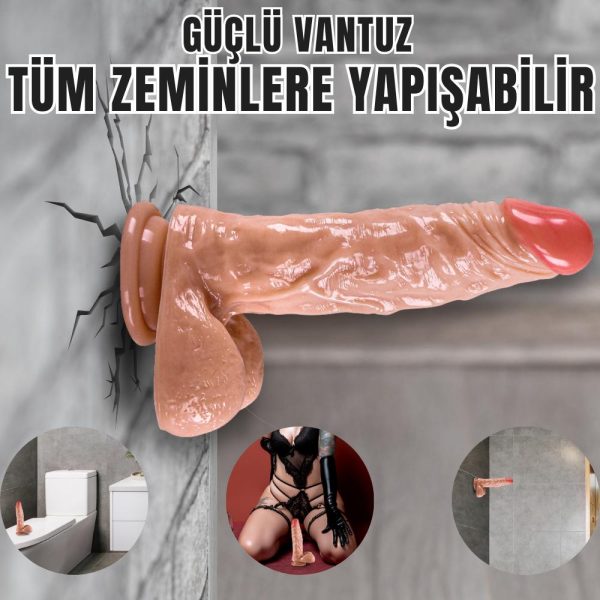 UNIQUE Realistik Dokuda Damarlı Kalın Dildo Vantuzlu Gerçekçi Yapay Penis 21 CM - Görsel 2
