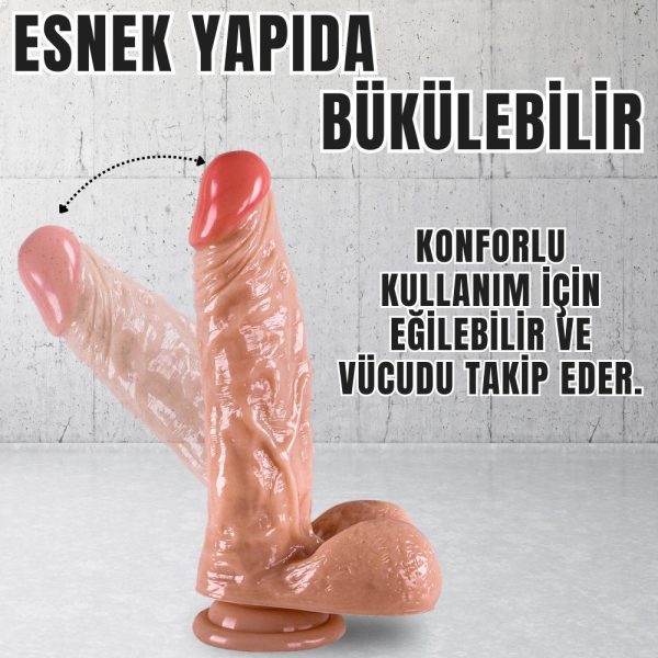 UNIQUE Realistik Dokuda Damarlı Kalın Dildo Vantuzlu Gerçekçi Yapay Penis 21 CM - Görsel 3