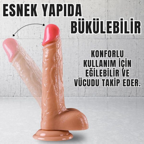UNIQUE Realistik Dokuda Damarlı Dildo Vantuzlu Gerçekçi Yapay Penis 20 CM - Görsel 3