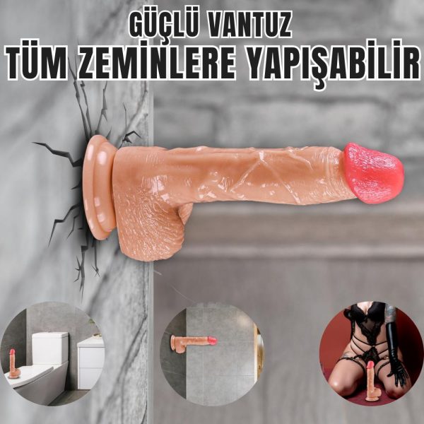 UNIQUE Realistik Dokuda Damarlı Dildo Vantuzlu Gerçekçi Yapay Penis 21 CM - Görsel 12