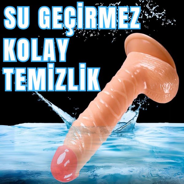 UNIQUE Realistik Dokuda Damarlı Dildo Vantuzlu Gerçekçi Yapay Penis 19 CM - Görsel 5