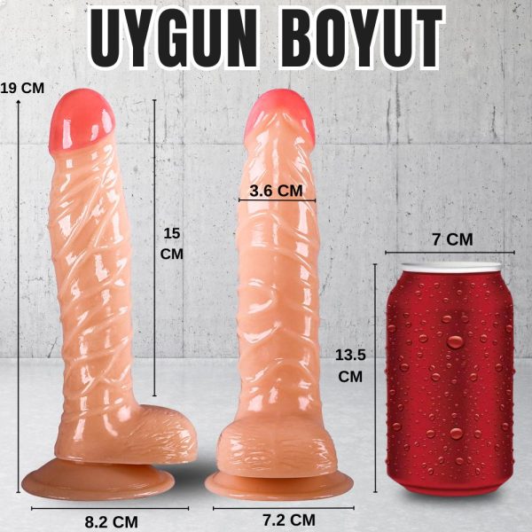 UNIQUE Realistik Dokuda Damarlı Dildo Vantuzlu Gerçekçi Yapay Penis 19 CM - Görsel 6