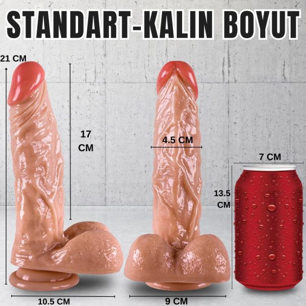 UNIQUE Realistik Dokuda Damarlı Kalın Dildo Vantuzlu Gerçekçi Yapay Penis 21 CM - Görsel 7