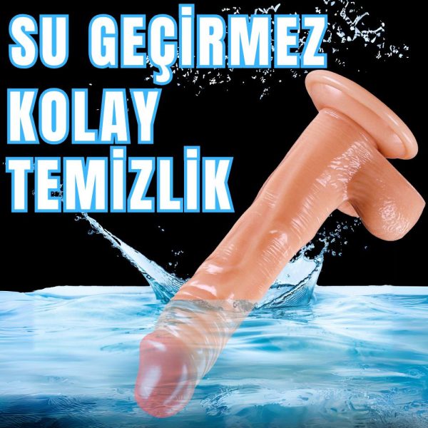UNIQUE Realistik Dokuda Damarlı Dildo Vantuzlu Gerçekçi Yapay Penis 22 CM - Görsel 5