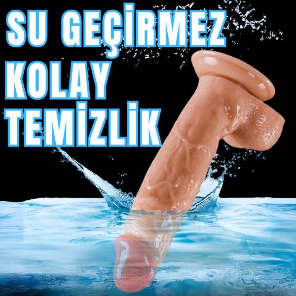 UNIQUE Realistik Dokuda Damarlı Kalın Dildo Vantuzlu Gerçekçi Yapay Penis 23 CM - Görsel 7