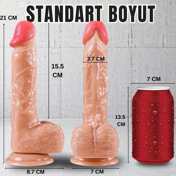 UNIQUE Realistik Dokuda Damarlı Dildo Vantuzlu Gerçekçi Yapay Penis 21 CM - Görsel 15