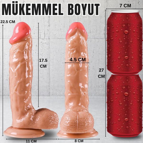 UNIQUE Realistik Dokuda Damarlı Kalın Dildo Vantuzlu Gerçekçi Yapay Penis 23 CM - Görsel 8