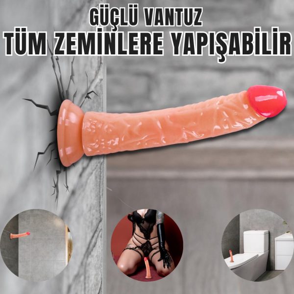 UNIQUE Realistik Dokuda Dildo Vantuzlu Gerçekçi Yapay Penis 21 CM - Görsel 3