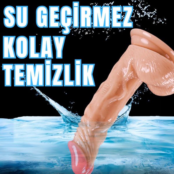 UNIQUE Realistik Dokuda Eğik ve Damarlı Dildo Vantuzlu Gerçekçi Yapay Penis 18 CM - Görsel 6