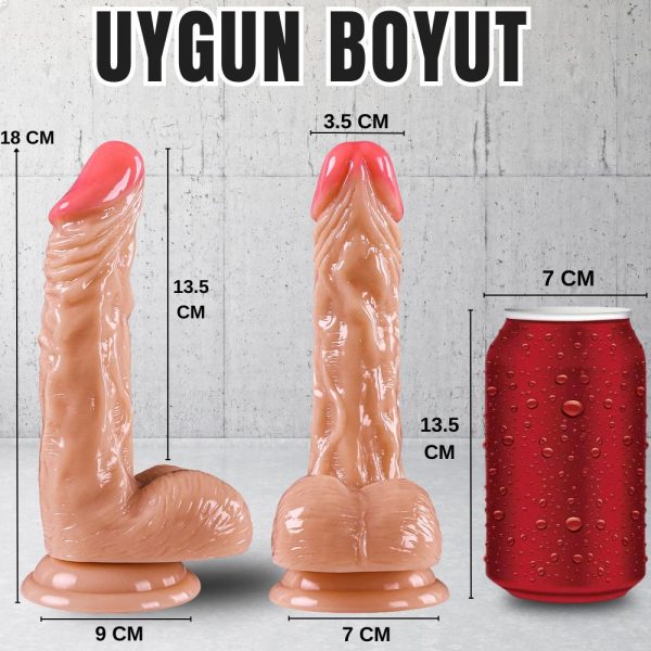 UNIQUE Realistik Dokuda Eğik ve Damarlı Dildo Vantuzlu Gerçekçi Yapay Penis 18 CM - Görsel 7