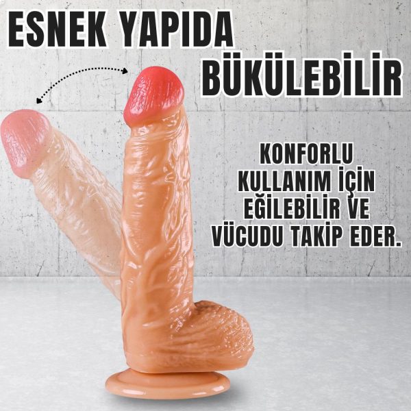 UNIQUE Realistik Dokuda Damarlı Dildo Vantuzlu Gerçekçi Yapay Penis 21 CM - Görsel 3