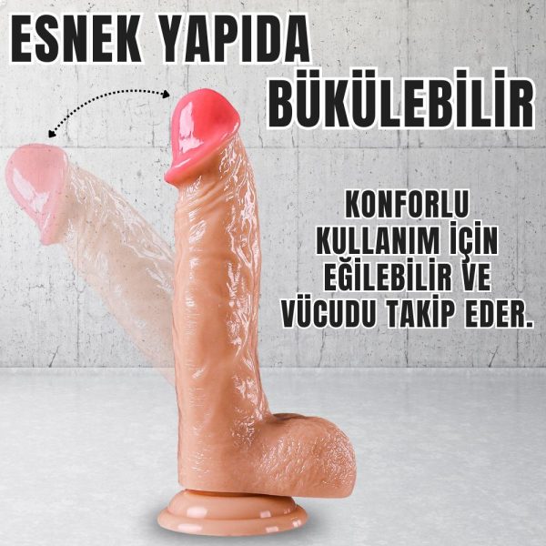UNIQUE Realistik Dokuda Kalın Damarlı Dildo Vantuzlu Gerçekçi Yapay Penis 21 CM - Görsel 4