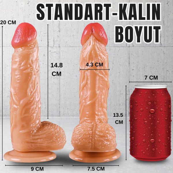UNIQUE Realistik Dokuda Damarlı Dildo Vantuzlu Gerçekçi Yapay Penis 21 CM - Görsel 7