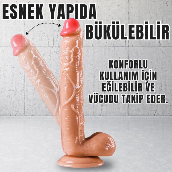 UNIQUE XL Realistik Dokuda Damarlı Dildo Vantuzlu Büyük Boy Gerçekçi Yapay Penis 27 CM - Görsel 3