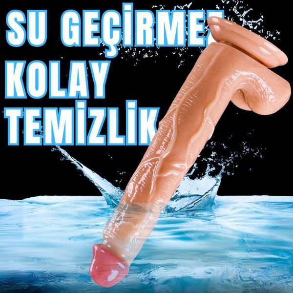 UNIQUE XL Realistik Dokuda Damarlı Dildo Vantuzlu Büyük Boy Gerçekçi Yapay Penis 27 CM - Görsel 5