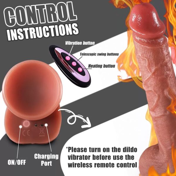 Master Perfection Dildo Derek - Isıtmalı İleri Geri Hareketli ve Rotasyonlu Gerçekçi Damarlı Yapay Penis Vibrator - Görsel 4