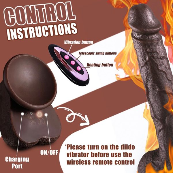 Master Perfection Dildo Derek - Isıtmalı İleri Geri Hareketli ve Rotasyonlu Gerçekçi Damarlı Zenci Yapay Penis Vibrator - Görsel 6