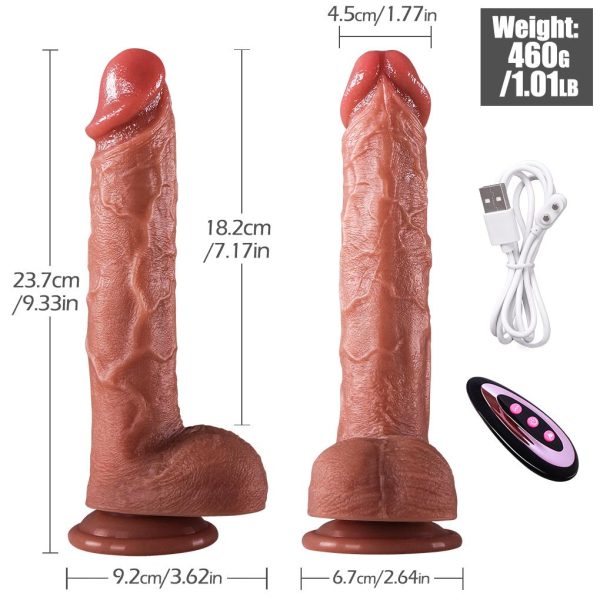 Master Perfection Dildo Derek - Isıtmalı İleri Geri Hareketli ve Rotasyonlu Gerçekçi Damarlı Yapay Penis Vibrator - Görsel 6