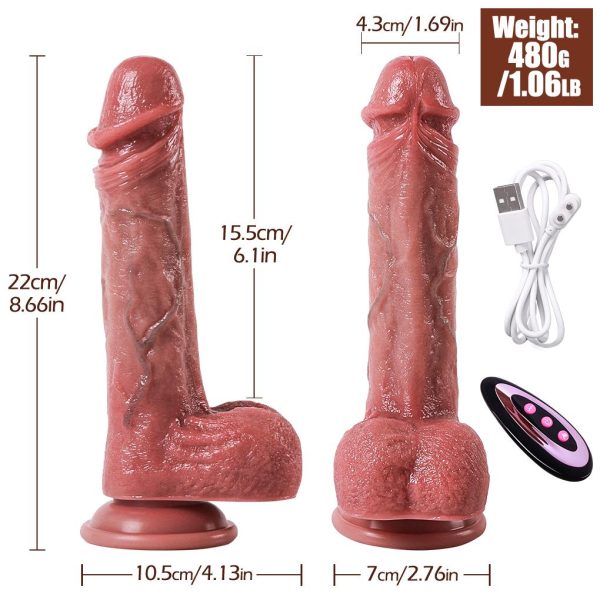 Master Perfection Dildo Jake - Isıtmalı İleri Geri Hareketli ve Rotasyonlu Gerçekçi Damarlı Yapay Penis Vibrator - Görsel 7