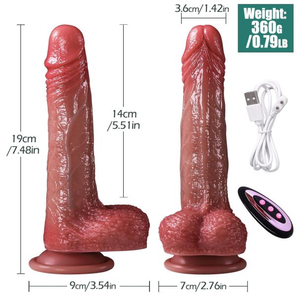 Master Perfection Dildo Louis - Isıtmalı İleri Geri Hareketli ve Rotasyonlu Gerçekçi Damarlı Yapay Penis Vibrator - Görsel 7
