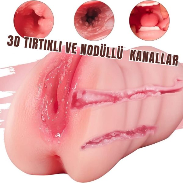 Premium Masturbator Daria - Realistik Dokulu Oral Anal Vajinal 3 in 1 Titreşimli Suni Vajina - Görsel 4