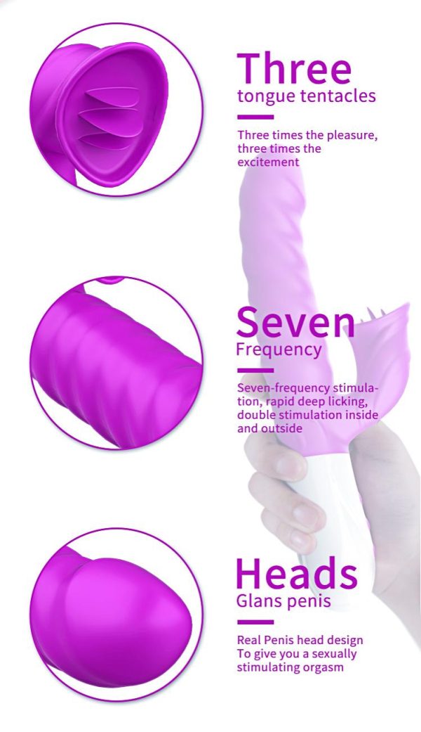 V40 - Şarjlı Akıllı Isıtma Özellikli Dil Hareketli Güçlü Titreşimli G-Spot ve Klitoris Uyarıcı 2 in 1 Yapay Penis Rabbit Vibratör - Görsel 2
