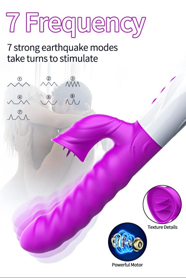 V40 - Şarjlı Akıllı Isıtma Özellikli Dil Hareketli Güçlü Titreşimli G-Spot ve Klitoris Uyarıcı 2 in 1 Yapay Penis Rabbit Vibratör - Görsel 3