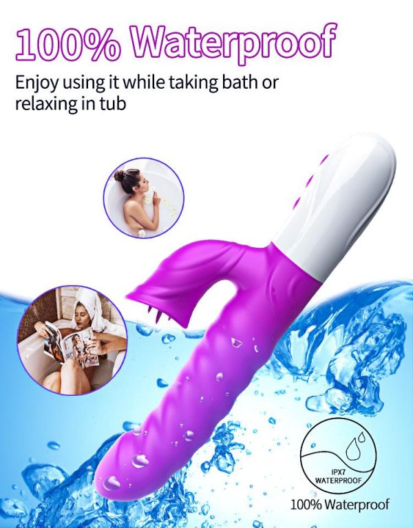 V40 - Şarjlı Akıllı Isıtma Özellikli Dil Hareketli Güçlü Titreşimli G-Spot ve Klitoris Uyarıcı 2 in 1 Yapay Penis Rabbit Vibratör - Görsel 5