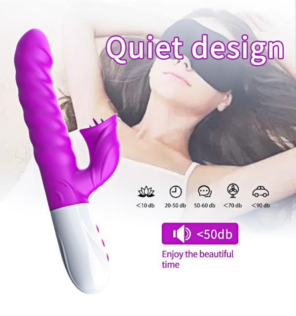 V40 - Şarjlı Akıllı Isıtma Özellikli Dil Hareketli Güçlü Titreşimli G-Spot ve Klitoris Uyarıcı 2 in 1 Yapay Penis Rabbit Vibratör - Görsel 7