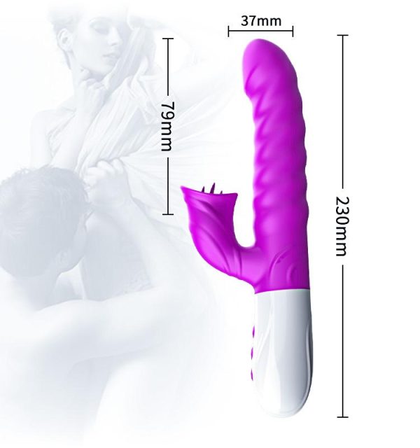 V40 - Şarjlı Akıllı Isıtma Özellikli Dil Hareketli Güçlü Titreşimli G-Spot ve Klitoris Uyarıcı 2 in 1 Yapay Penis Rabbit Vibratör - Görsel 8