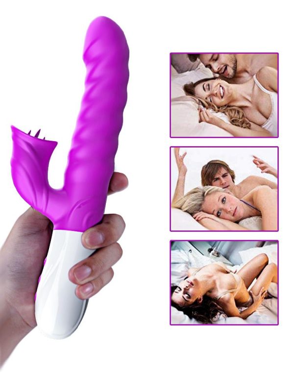 V40 - Şarjlı Akıllı Isıtma Özellikli Dil Hareketli Güçlü Titreşimli G-Spot ve Klitoris Uyarıcı 2 in 1 Yapay Penis Rabbit Vibratör - Görsel 9