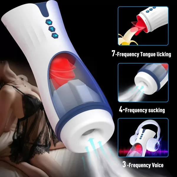 007-2 Suck - İnleme Sesli Emiş Özellikli ve Yumuşak Dil Hareketli Suni Vajina Otomatik Oral Mastürbatör - Görsel 5