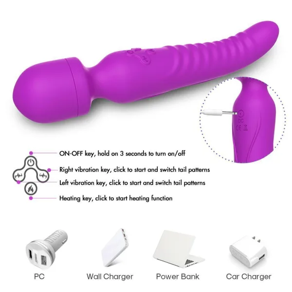 Çift Taraflı Wand Vibratör Mor - Görsel 2